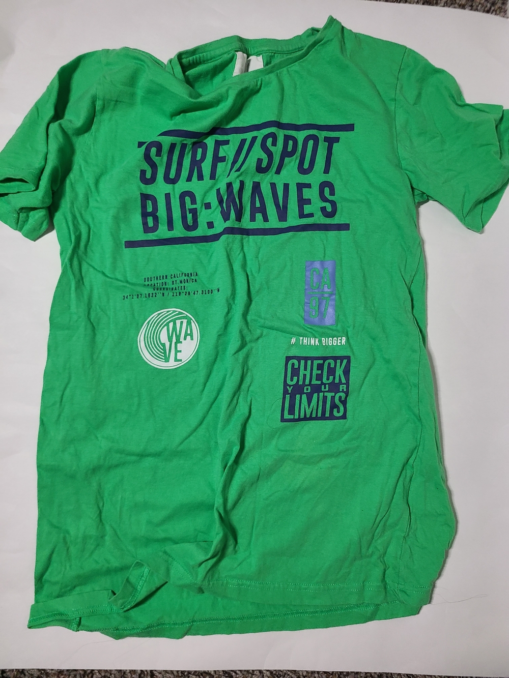 $2 If Bundle - TC Green Short Sleeve Surf Graphic Tee with Navy and White Prints